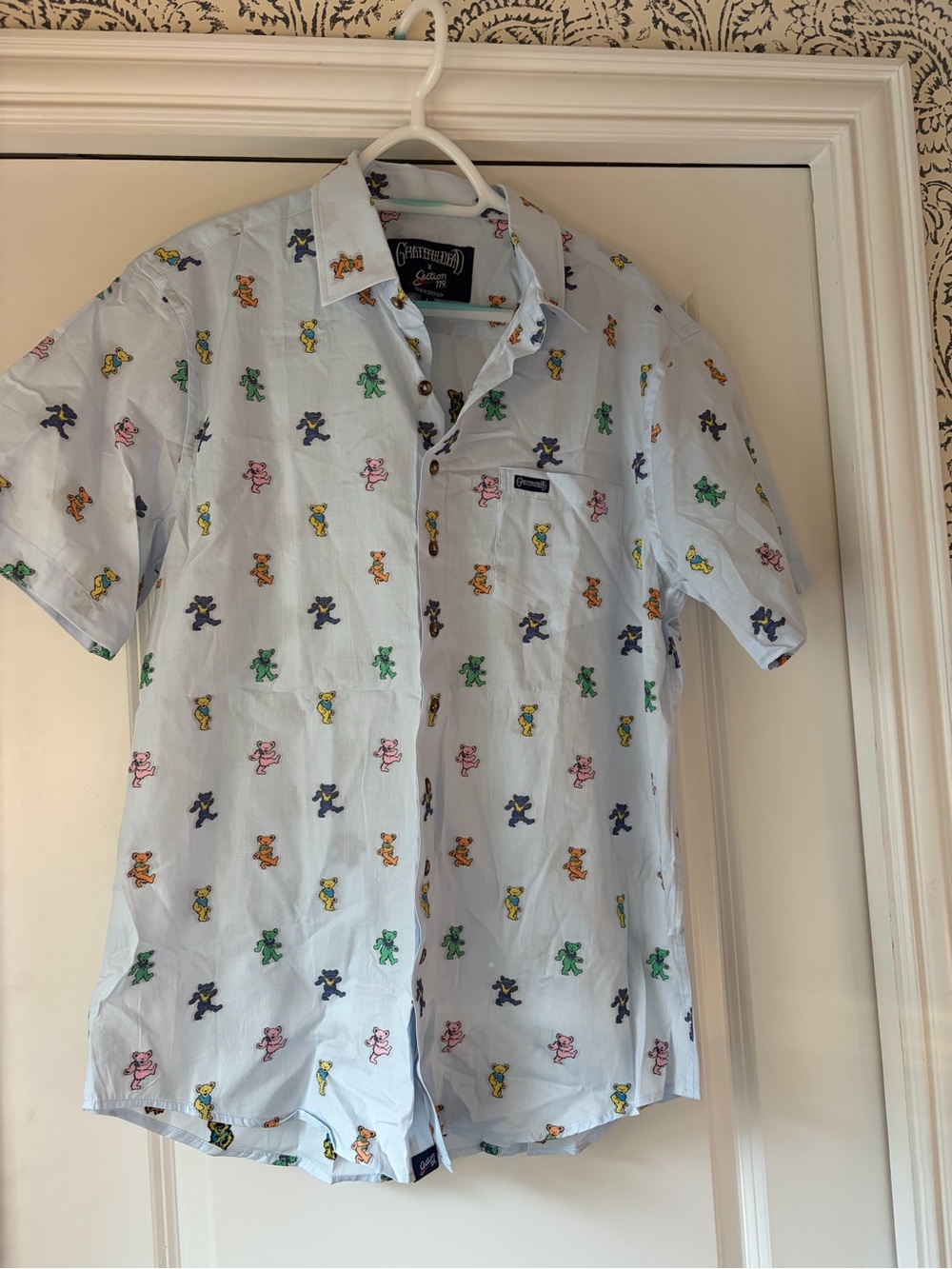 Men’s NWOT Grateful Dead Short-Sleeve Blue Button-Down Shirt Section 119